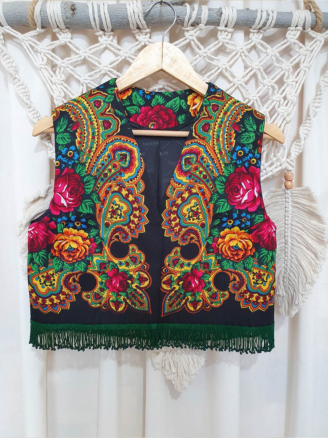 جلیقه دست دوز ترکمن با ریشه سبز _ کد: 811